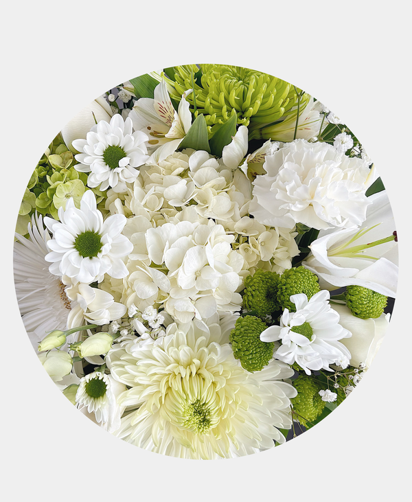 Bouquet de fleurs au choix du fleuriste - Blanc et vert