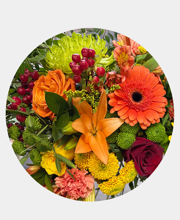 Bouquet de fleurs au choix du fleuriste - Couleurs chaudes