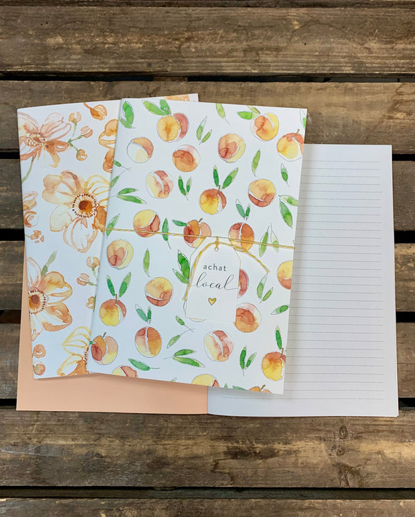 Duo de carnets de notes - Pêches & fleurs