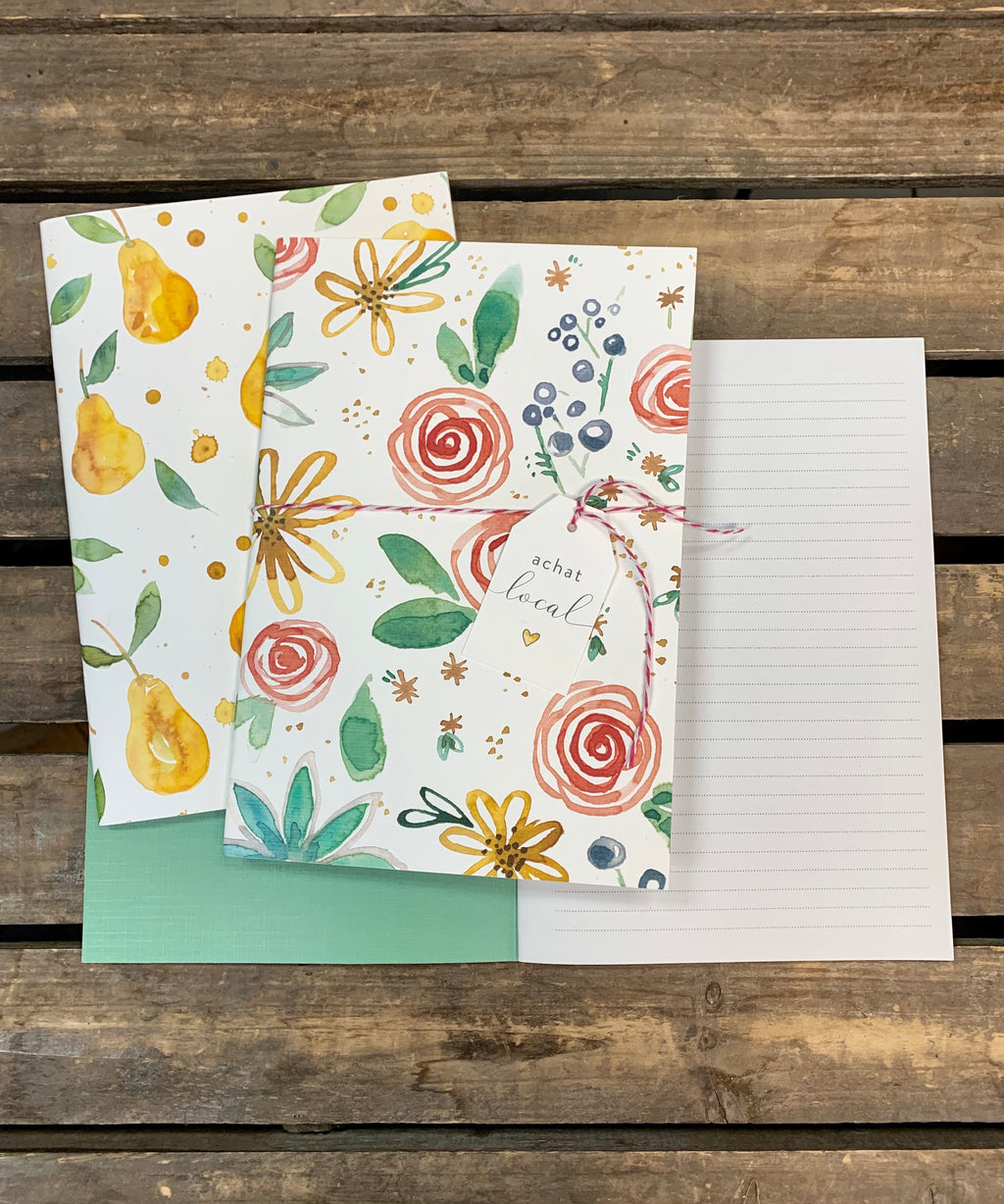 Duo de carnets de notes - Fleurs & poires