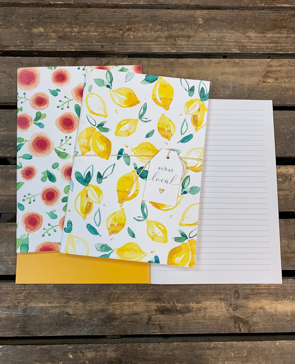 Duo de carnets de notes - Citrons & fleurs