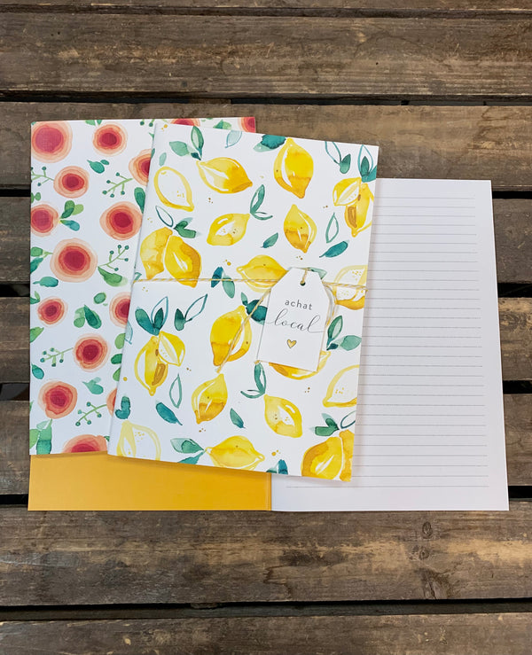 Duo de carnets de notes - Citrons & fleurs